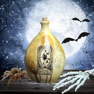 Potion Bottle, Genuine Witches Warts, Ceramic Magic Potion Bottle, Halloween decoration, Functional Bottle, Large 1 Litre, Witches Potion