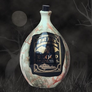 Potion Bottle Bat Bite Blood Ceramic Magic Potion Bottle Halloween decoration Functional Bottle Large Apothecary Alchemy Fun Home Decor