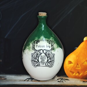 Poison Ivy Potion Bottle, Ceramic Magic Potion Bottle, Halloween decoration, Functional Bottle, Large over 1L capacity, Witches Potion