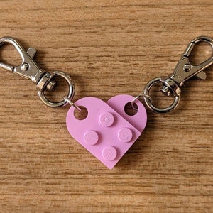 Lego Heart Keyring | Birthday Gift | Anniversary Gift | Every Colour! | Silver Lobster Clip