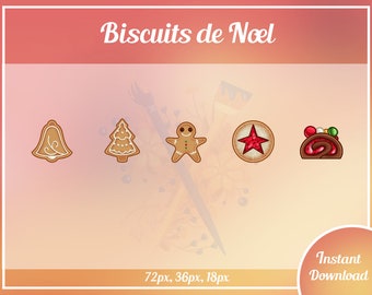 5x Premade cute christmas biscuits sub bit badges Twitch & Discord pack P2U