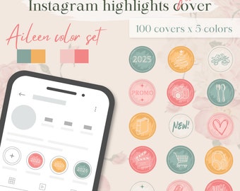 500 Creative Instagram Highlight Cover Icons | Aileen colorset - Green, yellow, cream, pink, light pink | Minimalist icons