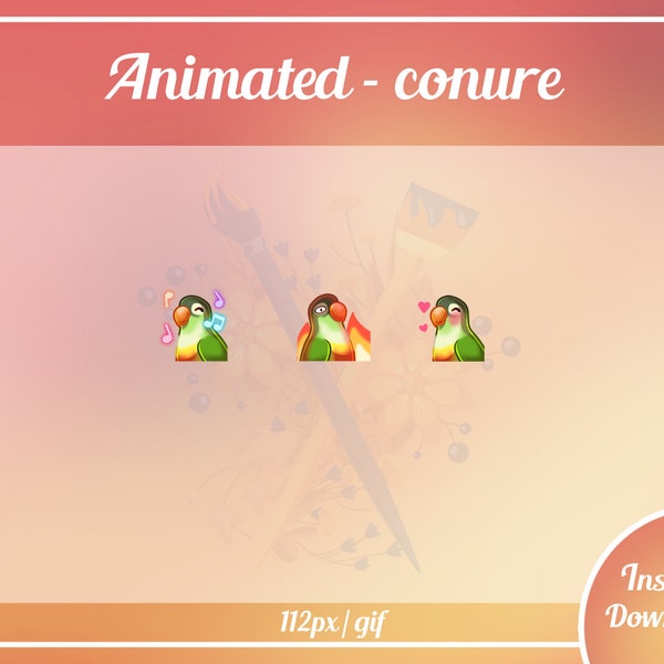 3x ANIMATED cute parrot conure sub bit emotes Twitch & Discord pack P2U