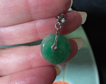 post earring, jade donut, sterling post and decoration