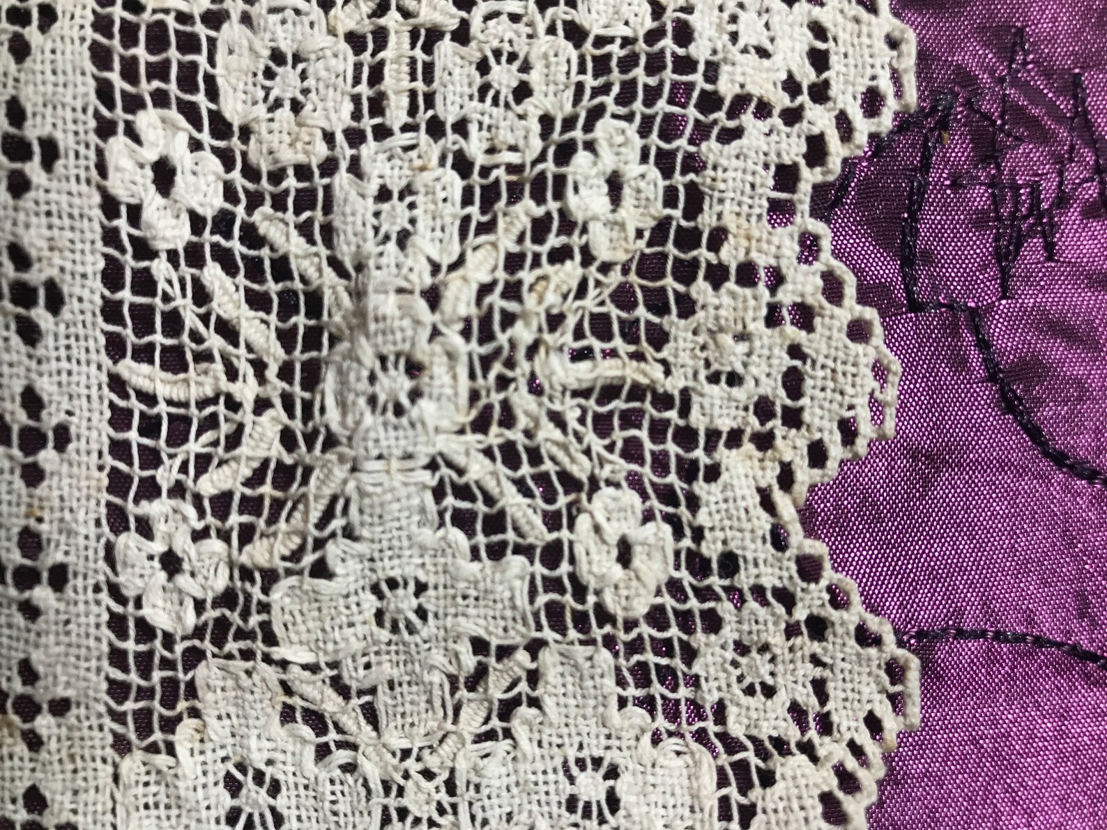 Antique lace finished piece hand made very good condition Etsy