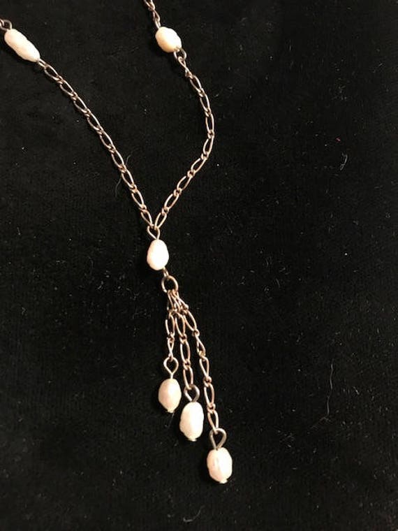 vintage sterling chain necklace, baroque pearls