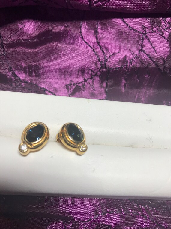Sterling Silver 925 Jewelry Vintage Pierced Stud drop Hanging Earrings Purple Violet Faceted Stone Faux Diamond Circa st847