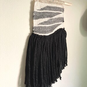 Black and white weaving, loom weaving, handmade, wall decor