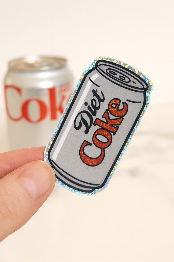 Diet Coke Can Glitter Sticker: Funny Waterproof Vinyl Decal