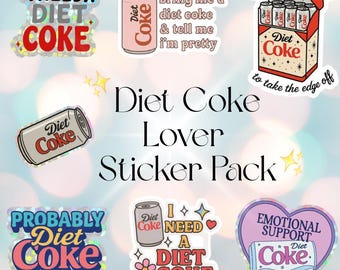 Diet Coke Lover Sticker Pack: Funny Vinyl & Glitter Decals