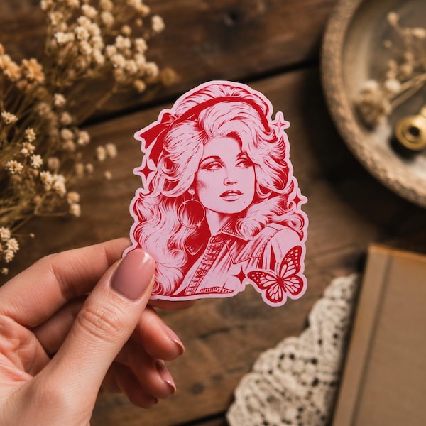 Dolly Parton Vinyl Sticker - Pink Retro Country Music Sticker