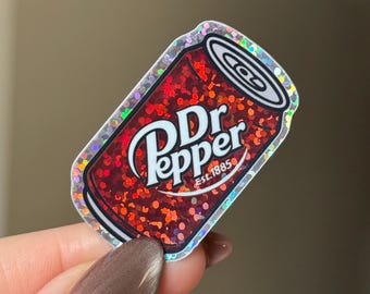 Mini Dr Pepper Can Glitter Sticker, funny stickers, water bottle decal