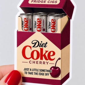 Funny Diet Coke Fridge Cigs Sticker - Matte Vinyl Cherry DC sticker