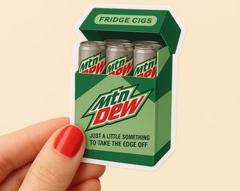 Mtn Dew Funny Fridge Cigs Sticker - Matte Vinyl, laptop or waterbottle decal