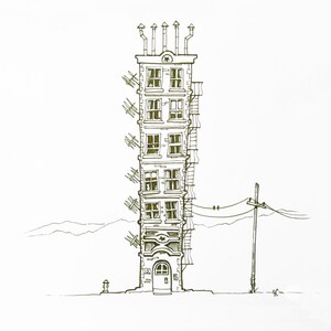 For Sale or Lease -  Intimate studios in vintage high rise. Original illustration (FSOL-0050)
