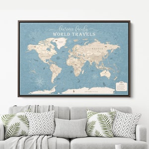 Push Pin World Map, World Map Wall Art Print, Push pin world map, push pin world map, vintage map, world map canvas, map of the world