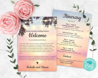 Beach Beach Wedding Itinerary, Corjl Template, Wedding Welcome, Wedding Timeline, Printable Itinerary, Wedding Schedule, Itinerary Template