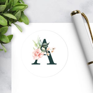Printed | Round Floral Monogram Envelope Seals Sticker, Envelope seal, Envelope stickers, Personalized sticker, Labels, Mailing Stickers