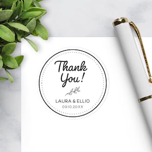 PRINTED | Round Modern Thank you Stickers, Thank you Labels, Custom Stickers, Wedding Favor stickers, Party Favor Stickers