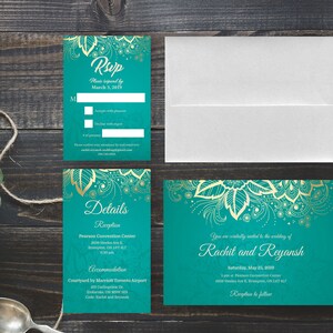 PRINTED | Indian Wedding Invitation Set | Classic Wedding | Sangeet, Mehendi, Tilak, Vidai | Hindu Wedding