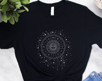 Zodiac Shirt | Unisex Graphic Tee | Sun, Moon and Stars | Horoscope Gift, Astrology Shirt, Birthday Gifts, Celestial, Constellations