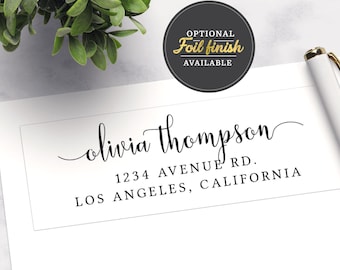 PRINTED | Custom Return Address Label Stickers, Gold Foil Wedding Invitation Return Address label, Rose Gold Foil Return Mailing Stickers