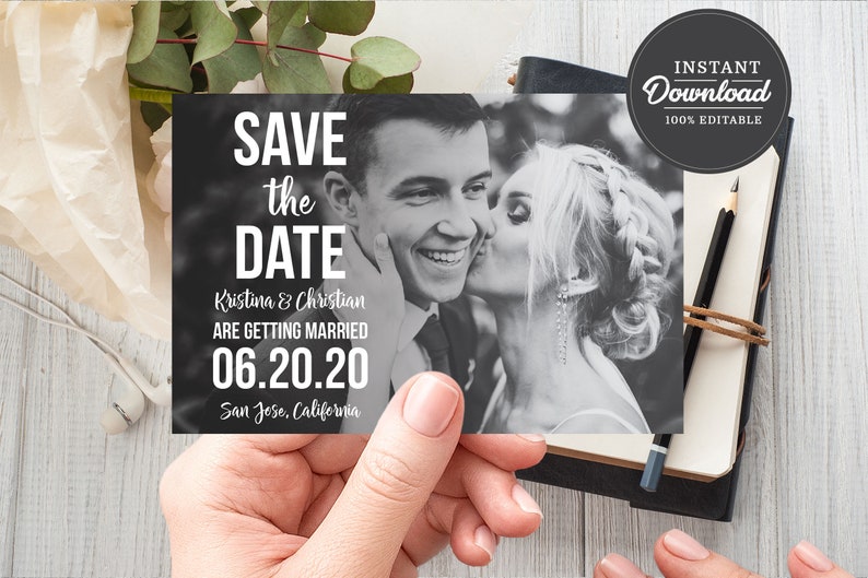 PRINTABLE Photo Save the Date Template Digital Download - Etsy