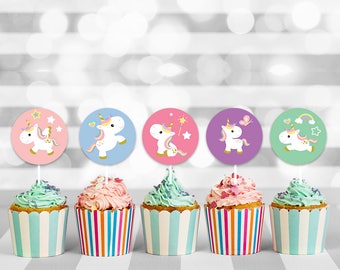 Unicorn Baby Girl Shower Cupcake Toppers, baby shower cupcake, baby cupcake topper, cupcake toppers, cupcake decorations, printable toppers