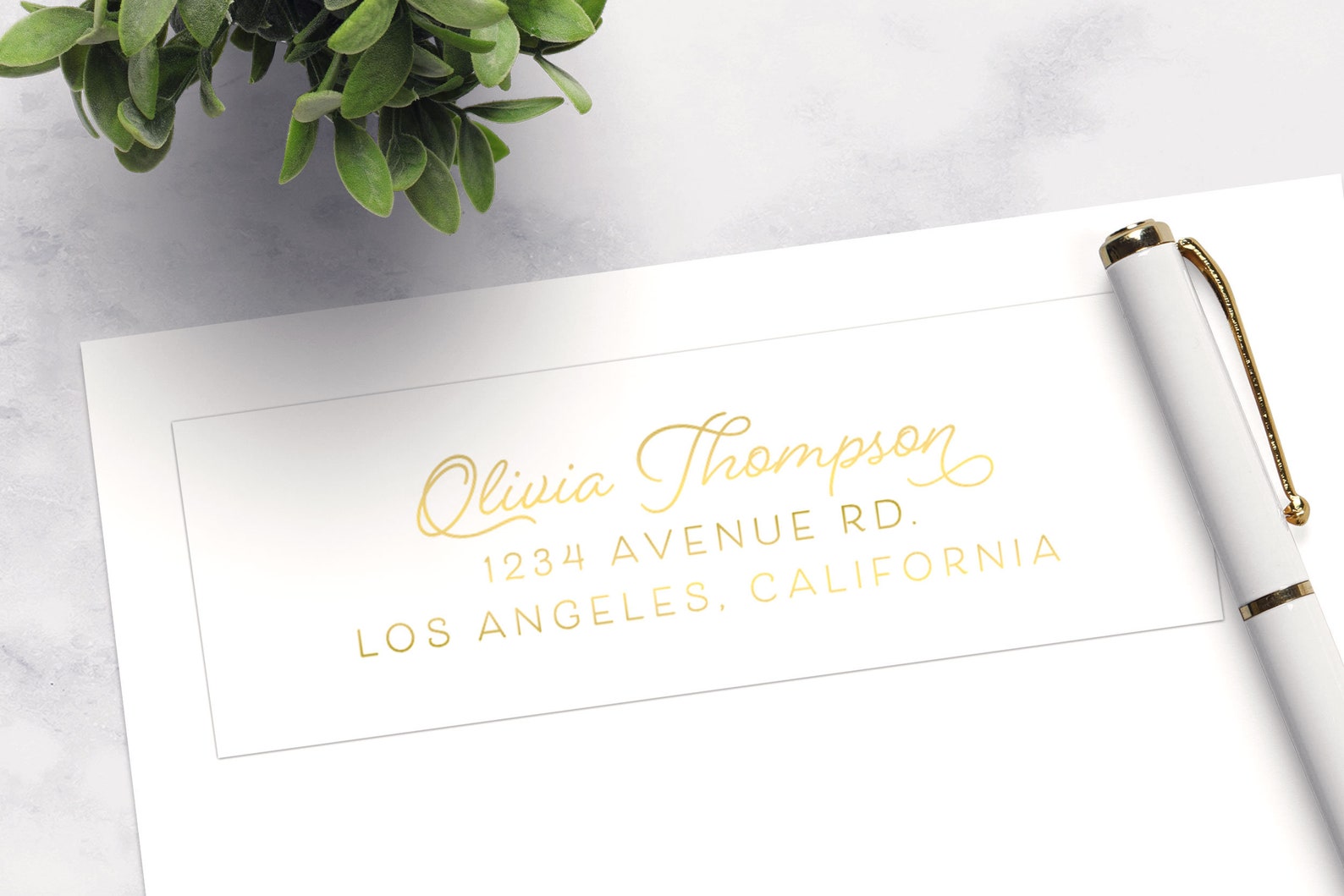 PRINTED Custom Return Address Label Stickers, Gold Foil Wedding
