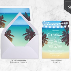 PRINTABLE Beach Wedding Invitation Template Corjl Instant Download Destination, Hawaiian, Tropical Printable Invitation image 6