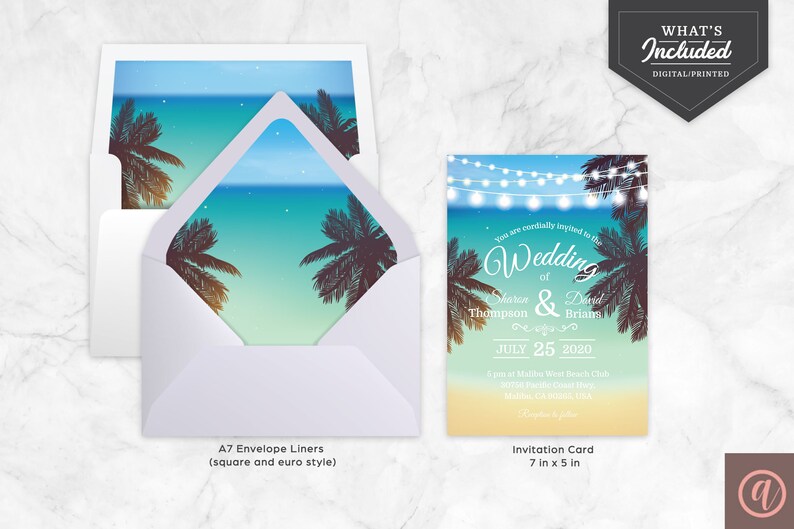 PRINTABLE Beach Wedding Invitation Template Corjl Instant Download Destination, Hawaiian, Tropical Printable Invitation image 6