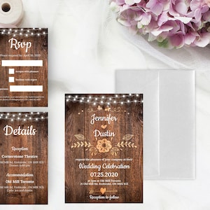 | IMPRIMÉ Modèle de mariage rustique, Téléchargement numérique, Invitation de mariage rustique, Enregistrer les cartes de date, Enregistrer les aimants de date