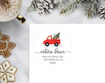 PRINTED | Rounded Christmas Return Address Label stickers, Invitation Return Address labels, Personalized sticker, Return Mailing Stickers