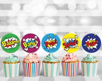 Superhero cupcake toppers, cupcake topper, superhero birthday, superhero party, cake topper, cupcake decorations, printable toppers