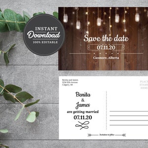 PRINTABLE Rustic Save the Date Template Digital Download - Etsy Canada