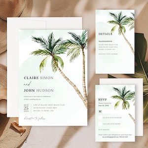 IMPRIMÉ | Ensemble de faire-part de mariage sur la plage tropicale | Mariage à destination | Fête sur la plage | Mariage hawaïen