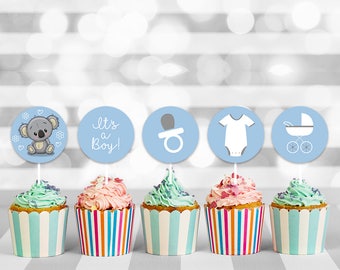 Baby Boy Shower Cupcake Toppers, baby shower cupcake, baby cupcake topper, cupcake toppers, cupcake decorations, printable toppers