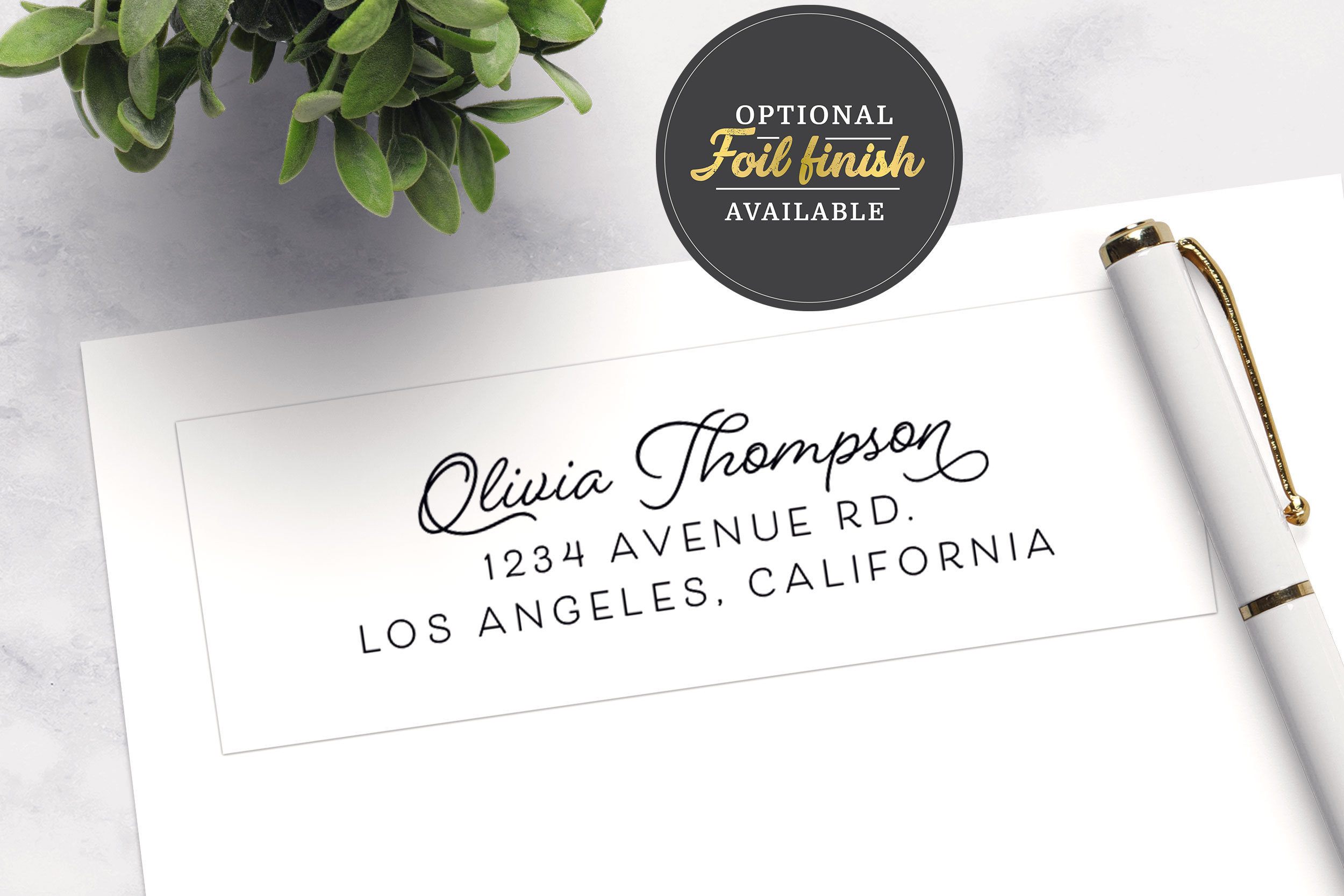 PRINTED Custom Return Address Label Stickers, Gold Foil Wedding