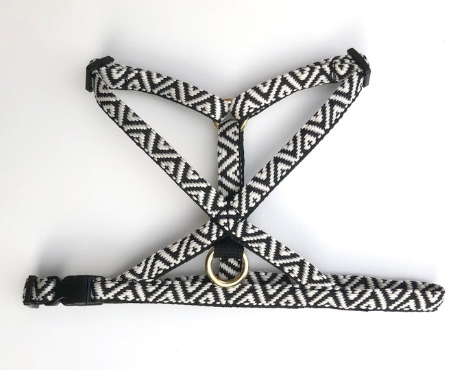 Featured listing image: XS-S Geometric black and white pattern dog harness