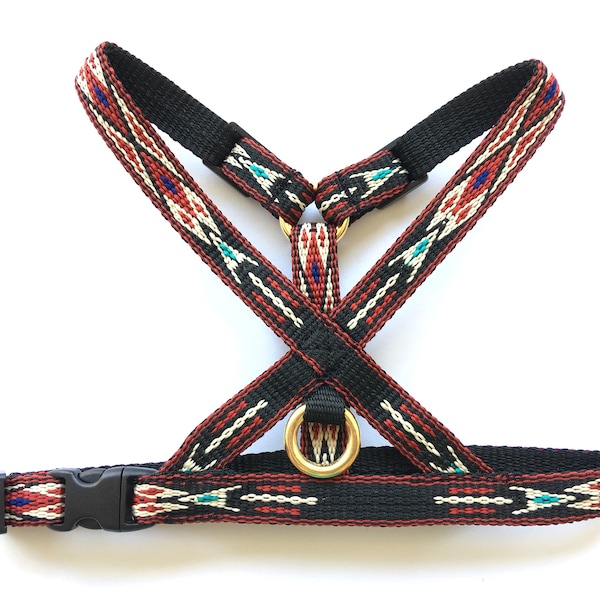 Thin Black and Red Native Dog Harness