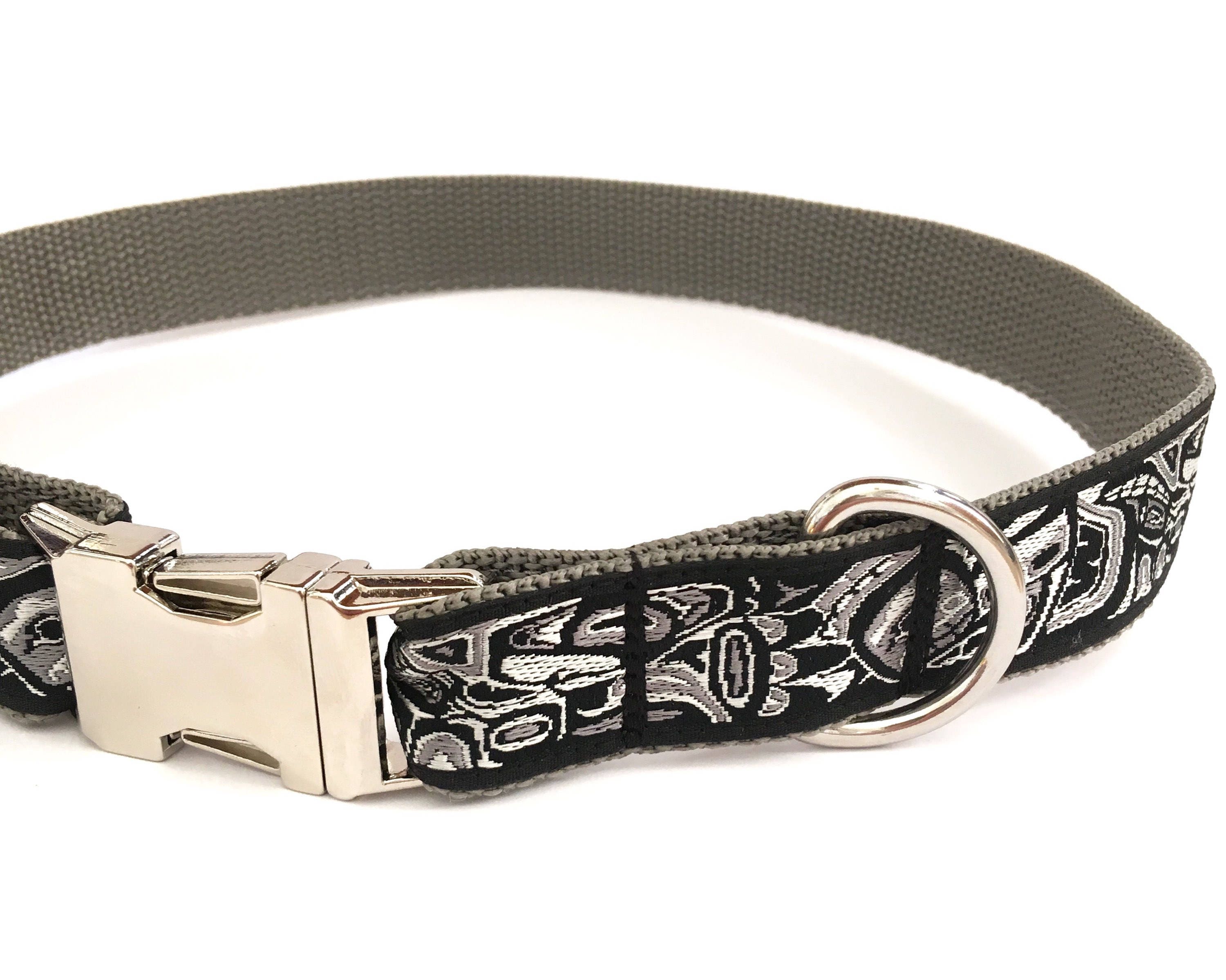 Alaskan Totem Dog Collar black and white/ grey native Alaskan