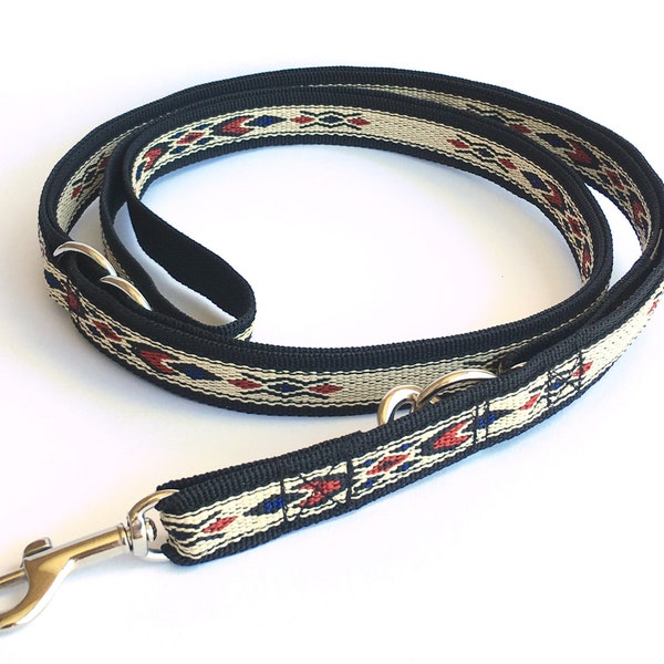 Native Blue adjustable multi purpose dog leash: 18 mm/ 3/4"