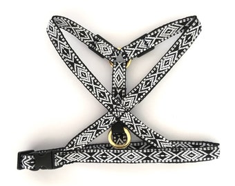 Black and white dog harness