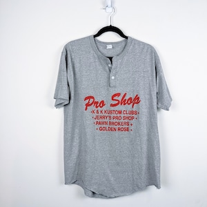 Vintage &quot;Pro Shop &quot; grey and red baseball retro short sleeved  tee Short Sleeve T shirt medium Unisex