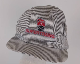 Vintage Striped VIA rail train driver hat / cap/ old school 80s 90s hat