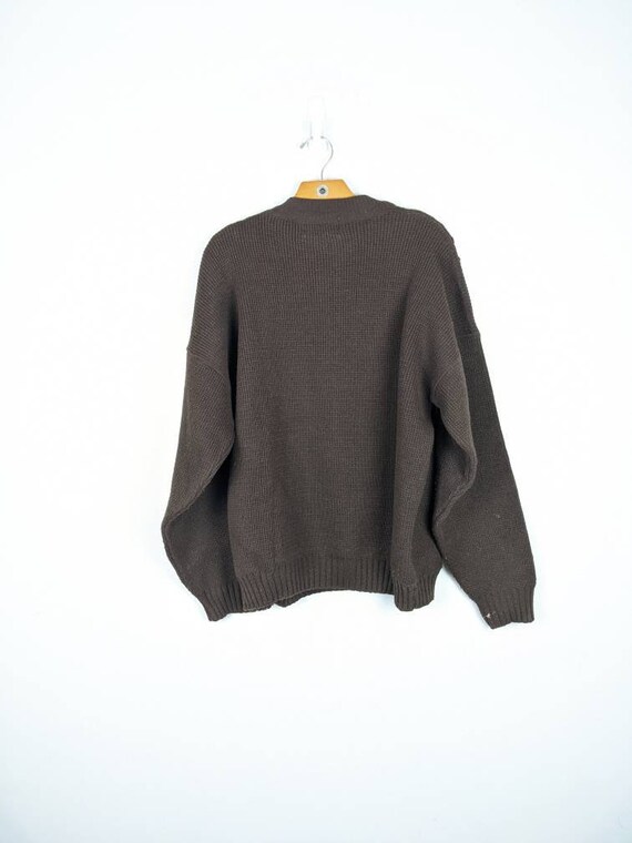 Vintage Grandpa Sweater dark chocolate brown retr… - image 2