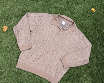 Vintage Grandpa Sweater beige  neutral   cozy Sweater / grandma grandpa Style winter Sweater collared boho chic