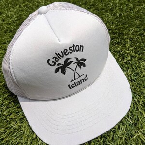 Vintage Galveston Island trucker hat grey 1980s / 90s  old school SnapBack retro hat