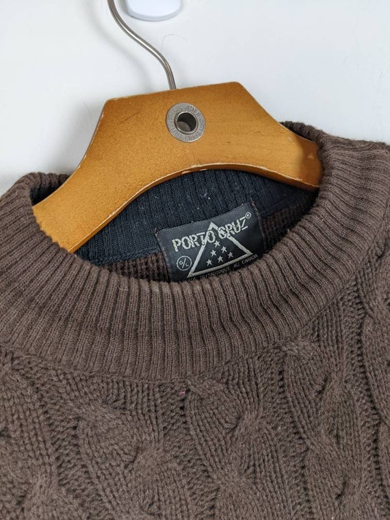 Vintage Grandpa Sweater dark chocolate brown retr… - image 4