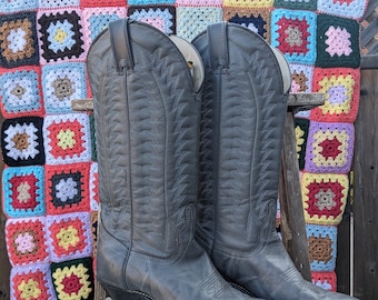 Vintage Women’s Charcoal Grey Laredo Modern Western Chic Cowboy Boots Size 6.5